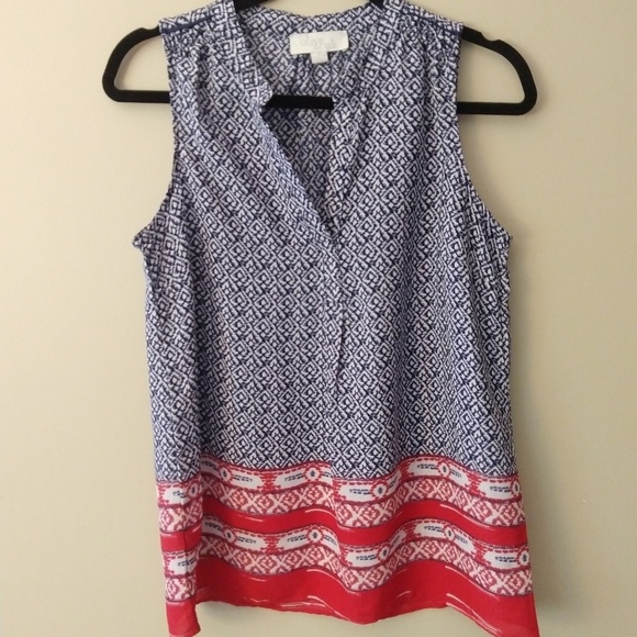 Olive & Oak Tops - Olive & Oak Blue and Red Patterned Tank Top